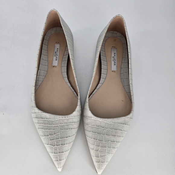 M.M.LAFLEUR The Rowan Flat embossed croc pointy toe grey size 37 - Picture 3 of 8